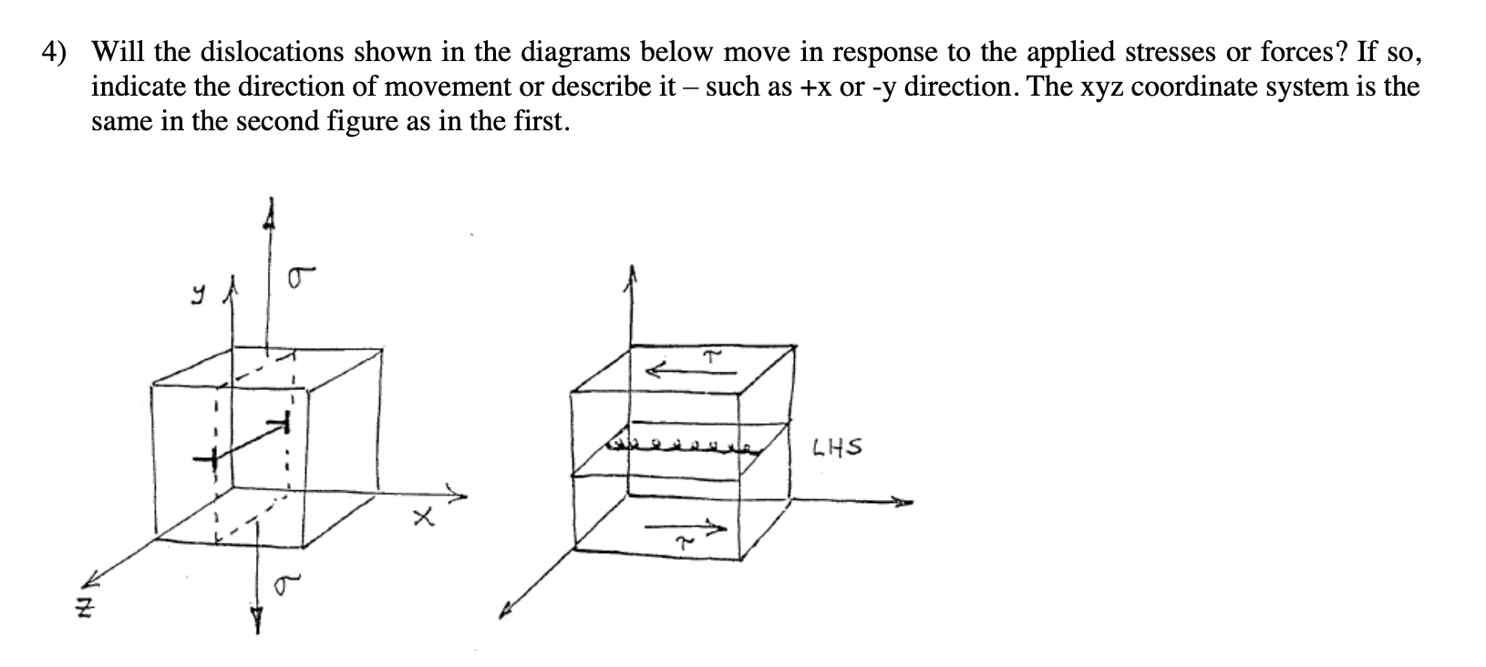 Solved 4) Will the dislocations shown in the diagrams below | Chegg.com
