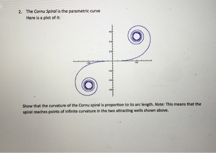 Solved The Cornu Spiral is the parametric curve Here is a | Chegg.com