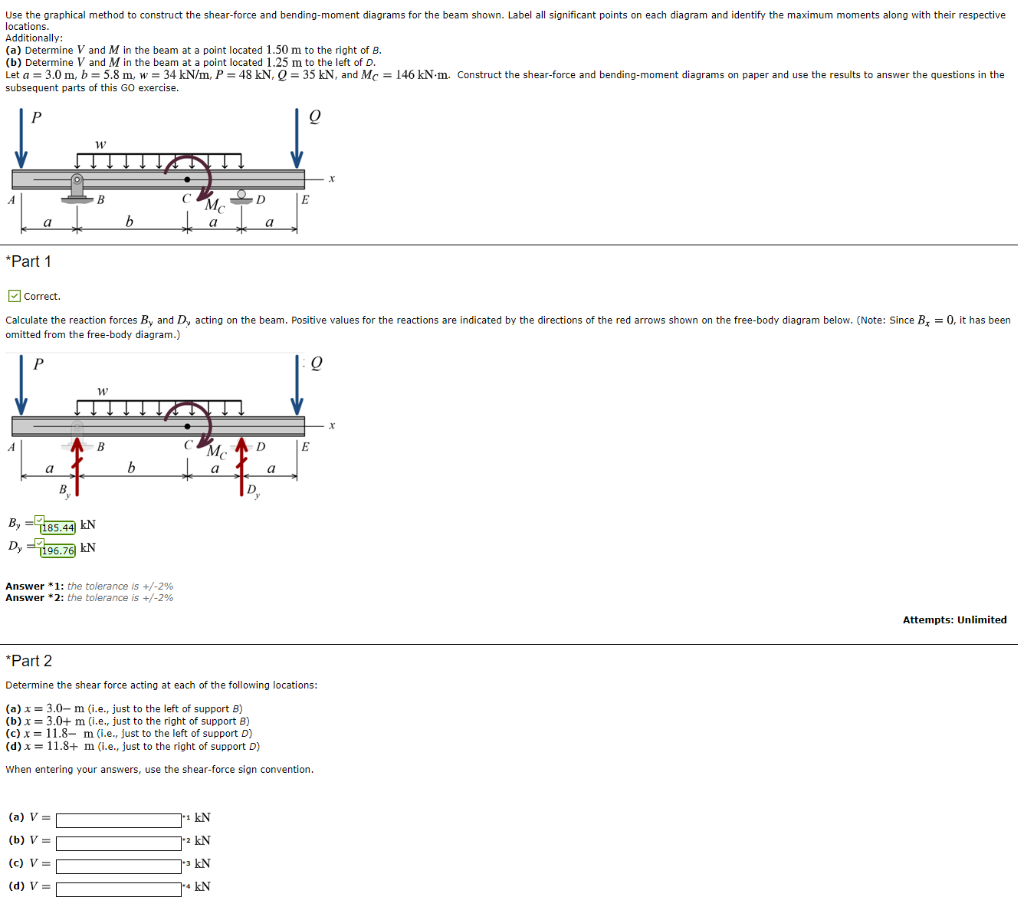 Solved *Part 3 Determine The Bending Moment Acting At Each | Chegg.com