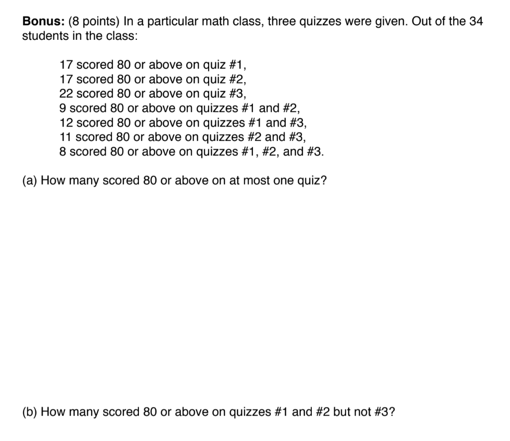 Solved Bonus: (8 points) In a particular math class, three | Chegg.com