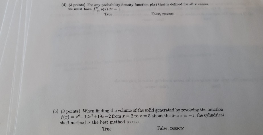 Solved 10 15 points) Determine whether each of the following | Chegg.com