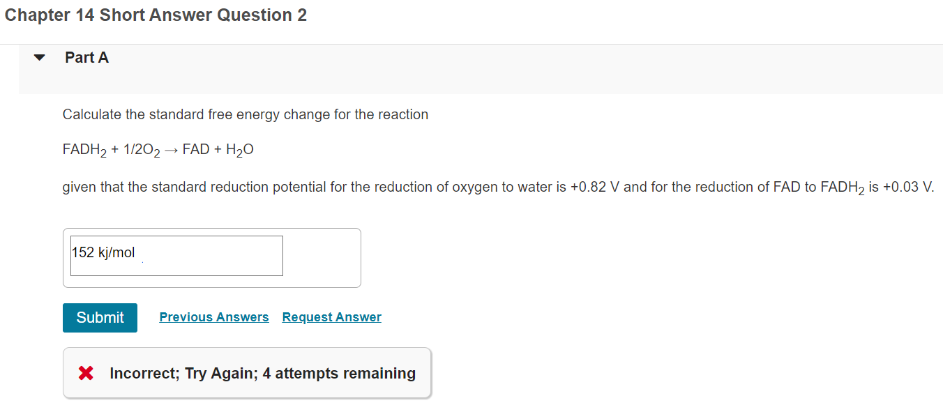 Solved Calculate the standard free energy change for the | Chegg.com