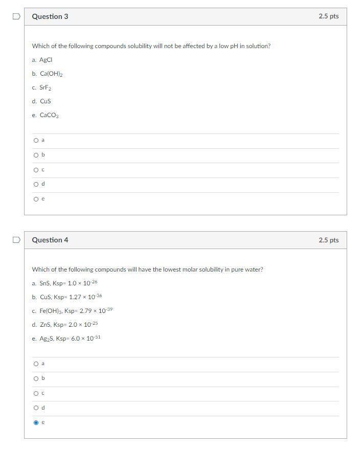 Solved Which Of The Following Compounds Solubility Will Not | Chegg.com