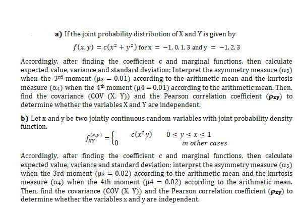 Solved A) If The Joint Probability Distribution Of X And Y | Chegg.com