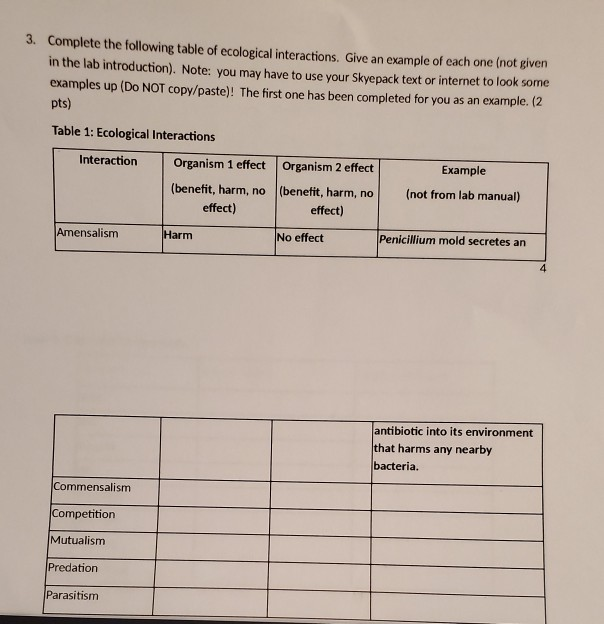 experiment 1 ecological interactions answers