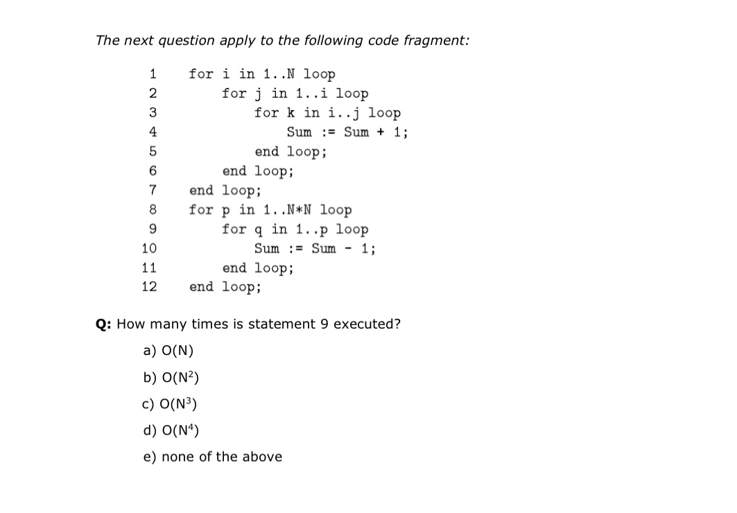 Solved The next question apply to the following code | Chegg.com