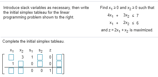 Solved Introduce slack variables as necessary, then write | Chegg.com
