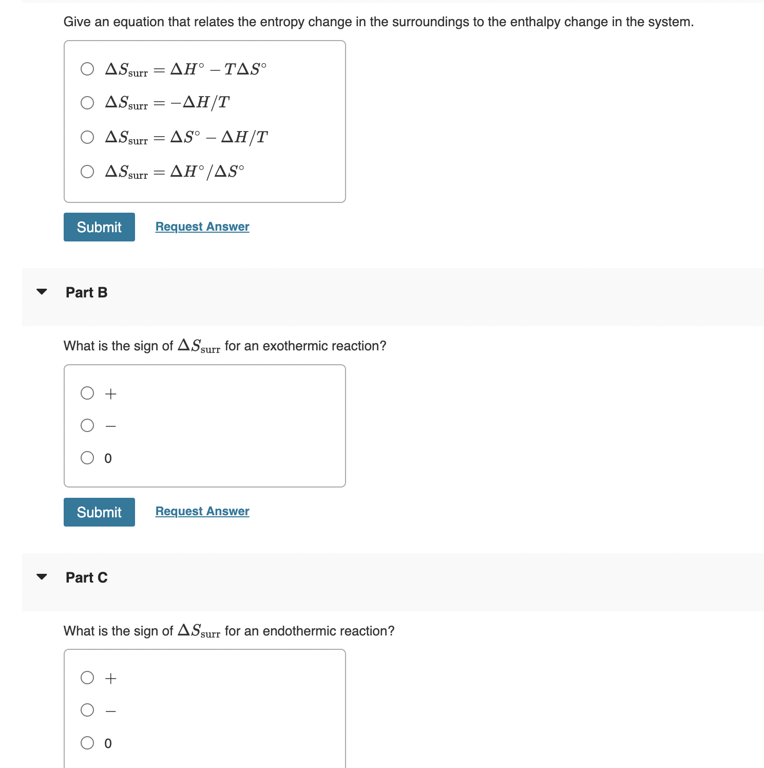 Solved Give an equation that relates the entropy change in | Chegg.com