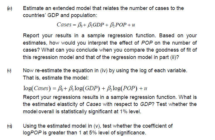 Regression Models using Cross Section Data The | Chegg.com