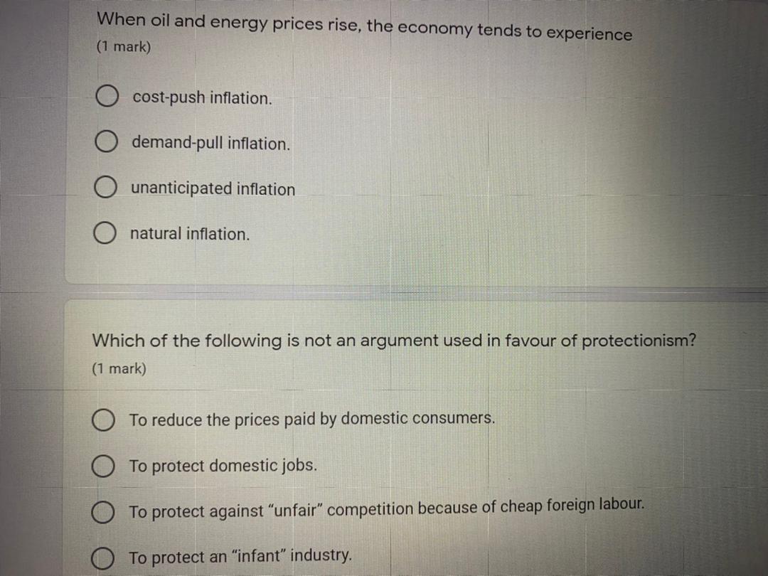 Solved When oil and energy prices rise, the economy tends to | Chegg.com