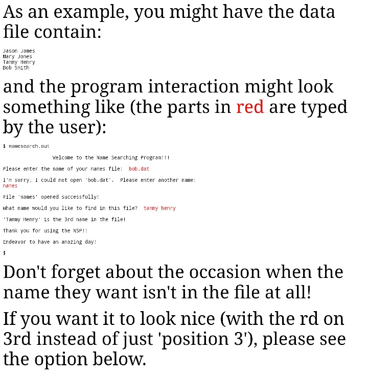 Solved Write a program that allows the user to search | Chegg.com