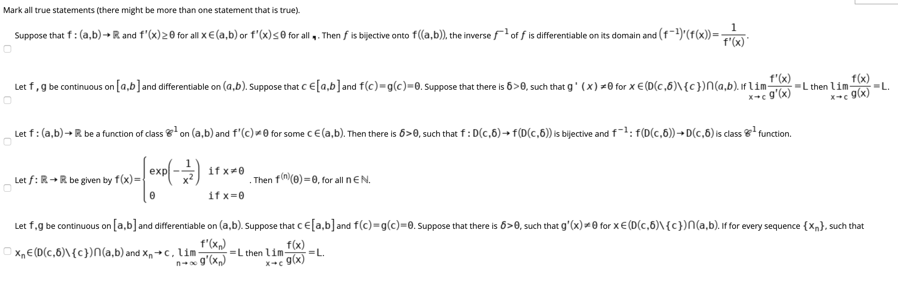 Solved Mark All True Statements There Might Be More Than Chegg Com