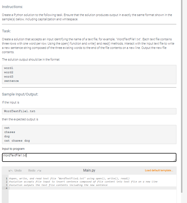 Instructions:
Create a Python solution to the following task. Ensure that the solution produces output in exactly the same fo