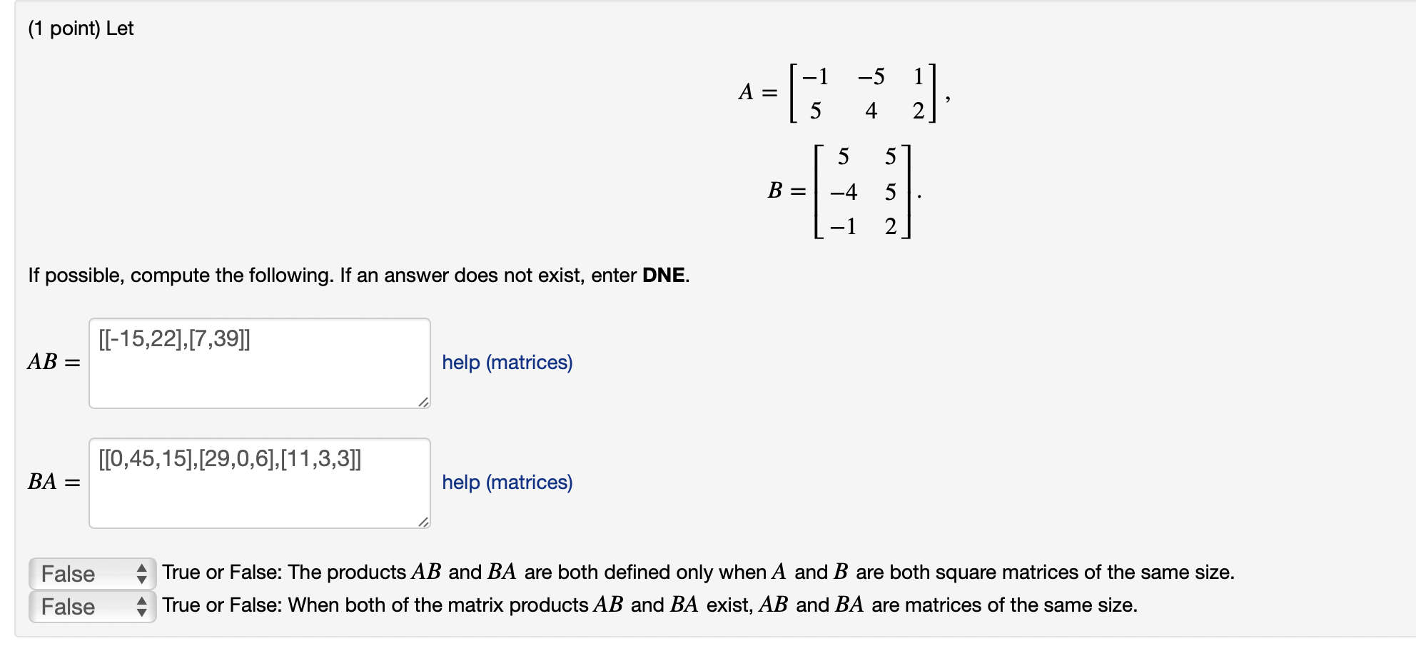 Solved My Answers Are Wrong. Help! (1 ﻿point) | Chegg.com