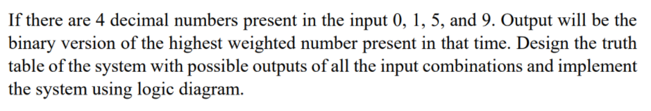 Solved If there are 4 decimal numbers present in the input | Chegg.com
