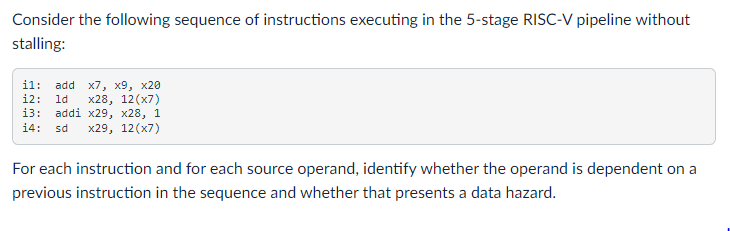 Solved Consider The Following Sequence Of Instructions | Chegg.com