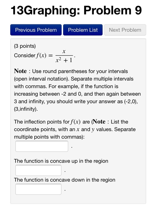 Solved 13Graphing: Problem 9 Previous Problem Problem List | Chegg.com