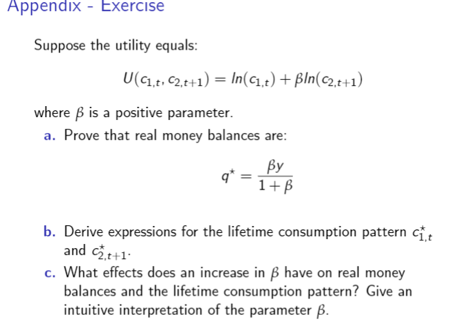 Appendix Exercise Suppose The Utility Equals Chegg Com