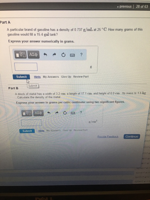 Solved A Particular Brand Of Gasoline Has A Density Of 0 737 Chegg