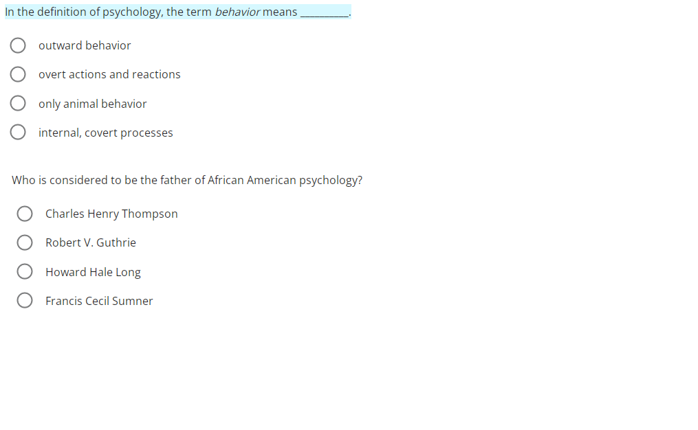Solved In the definition of psychology, the term behavior | Chegg.com