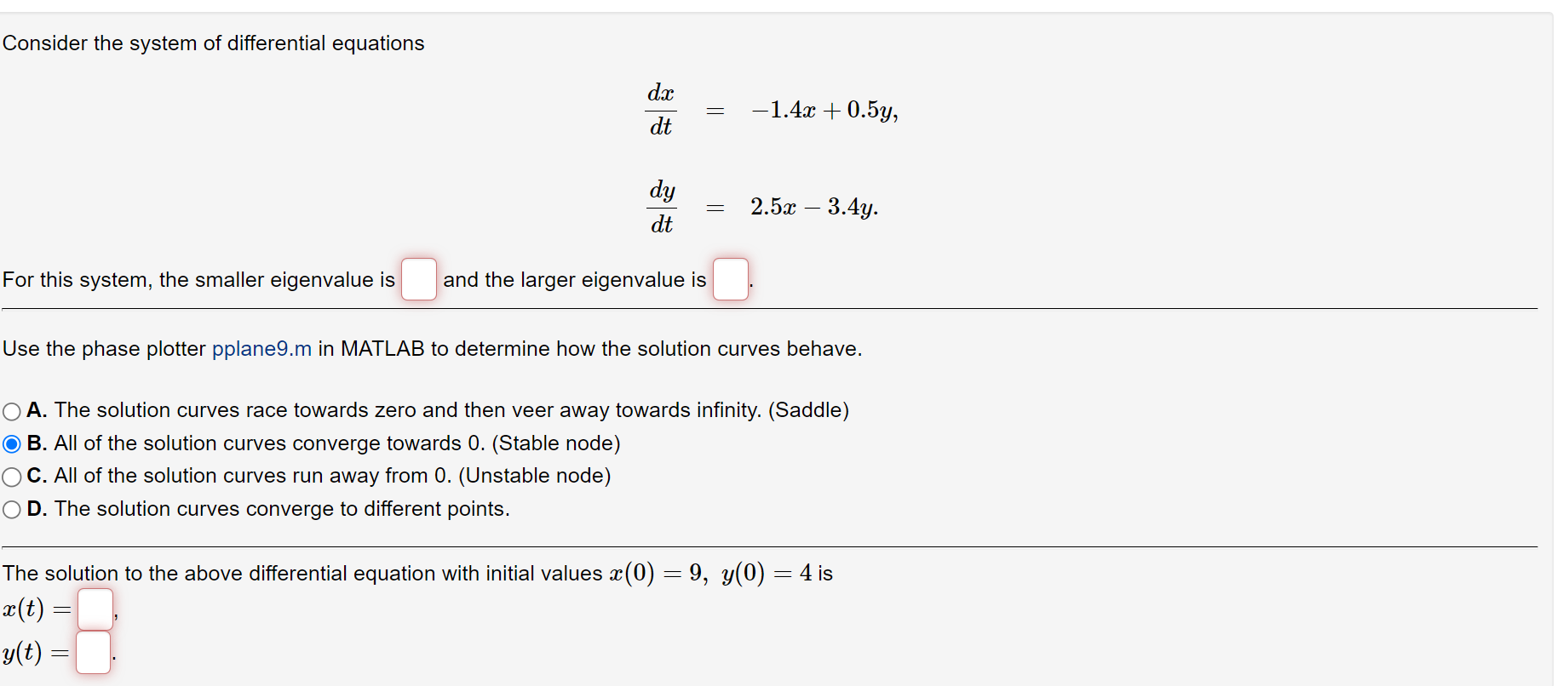 Solved Consider the system of differential equations | Chegg.com