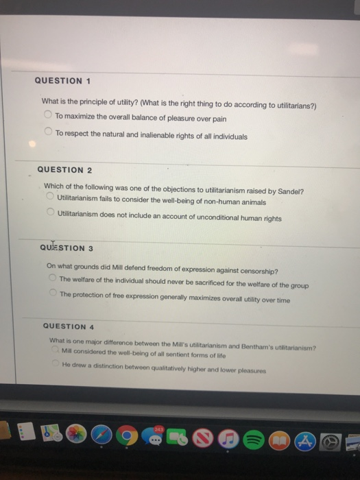 Solved QUESTION 1 What is the principle of utlity? (What is | Chegg.com