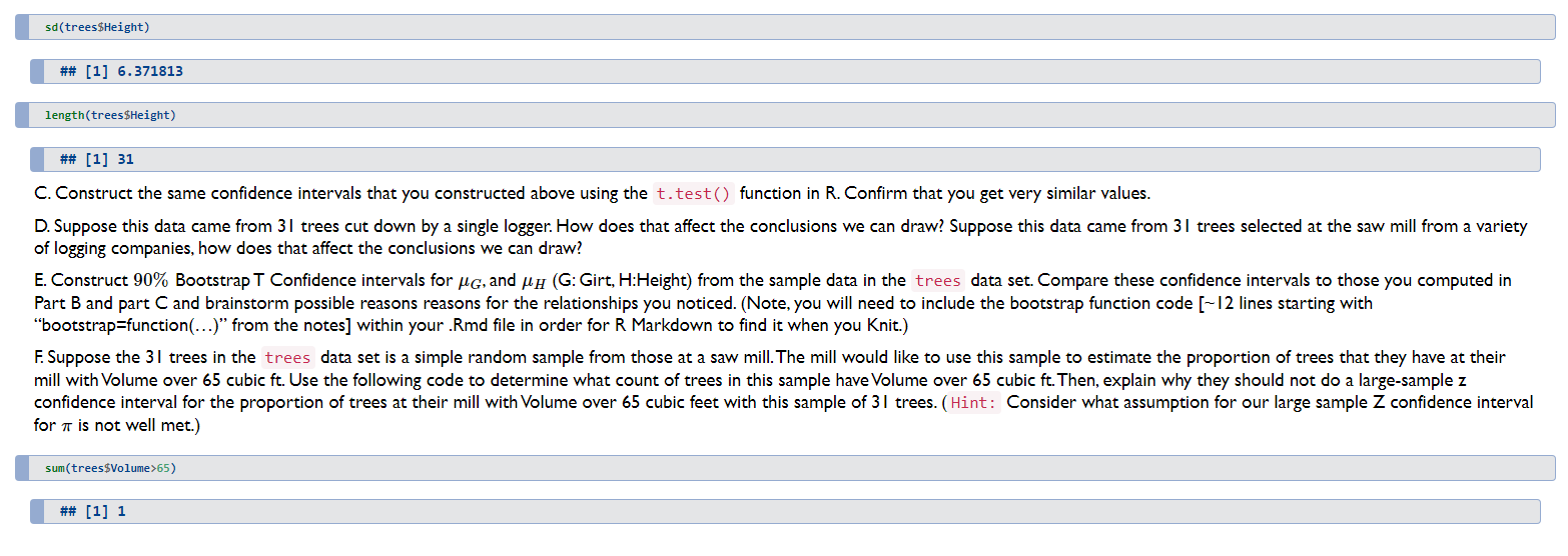 A140700 Consider the tree data set in R, trees.(Got | Chegg.com