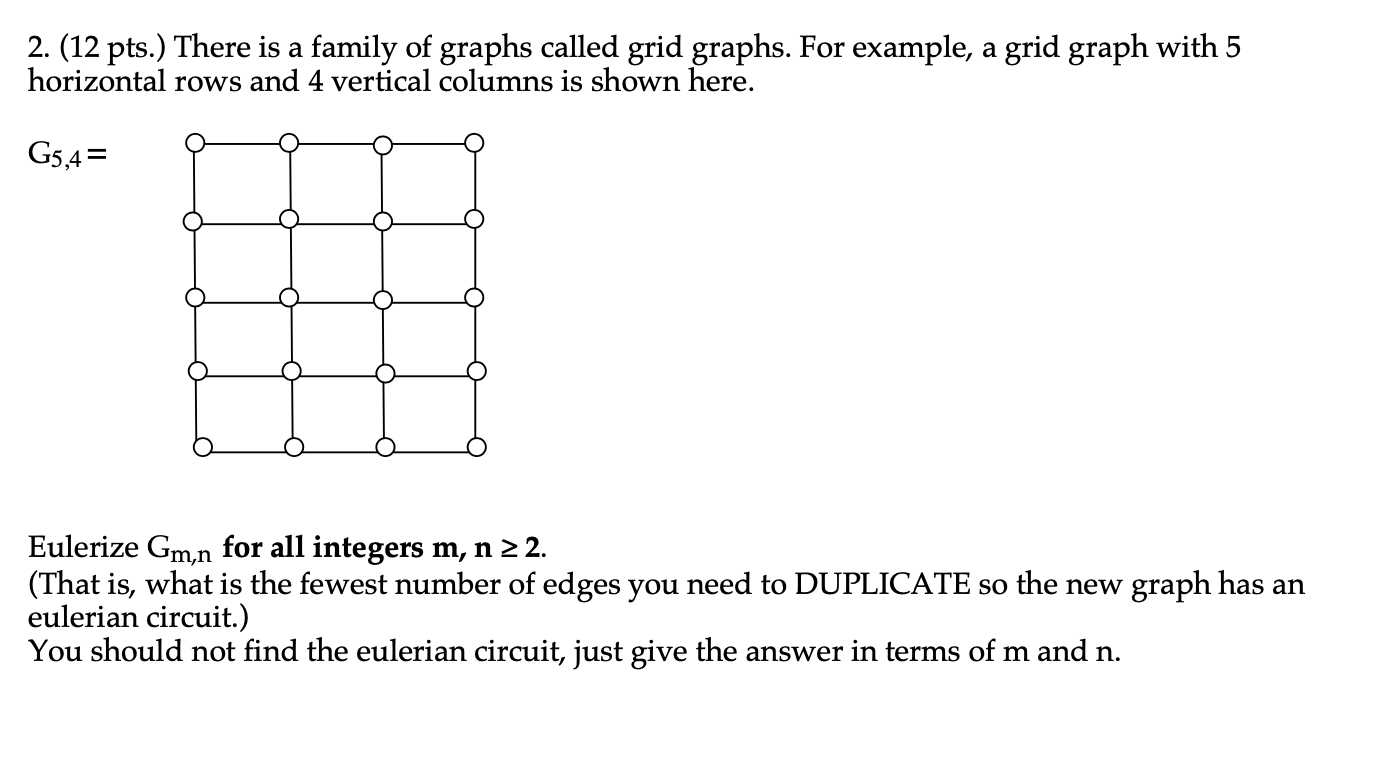 Solved 2. (12 pts.) There is a family of graphs called grid