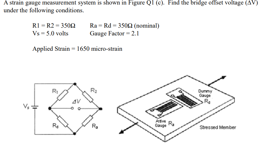Solved A strain gauge measurement system is shown in Figure Circuit Diagram