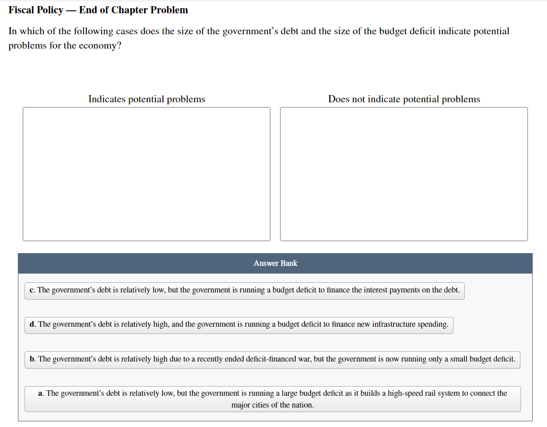 Solved Fiscal Policy — End Of Chapter Problem In Which Of | Chegg.com