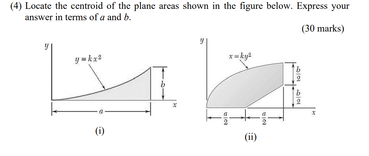 Solved (4) Locate the centroid of the plane areas shown in | Chegg.com