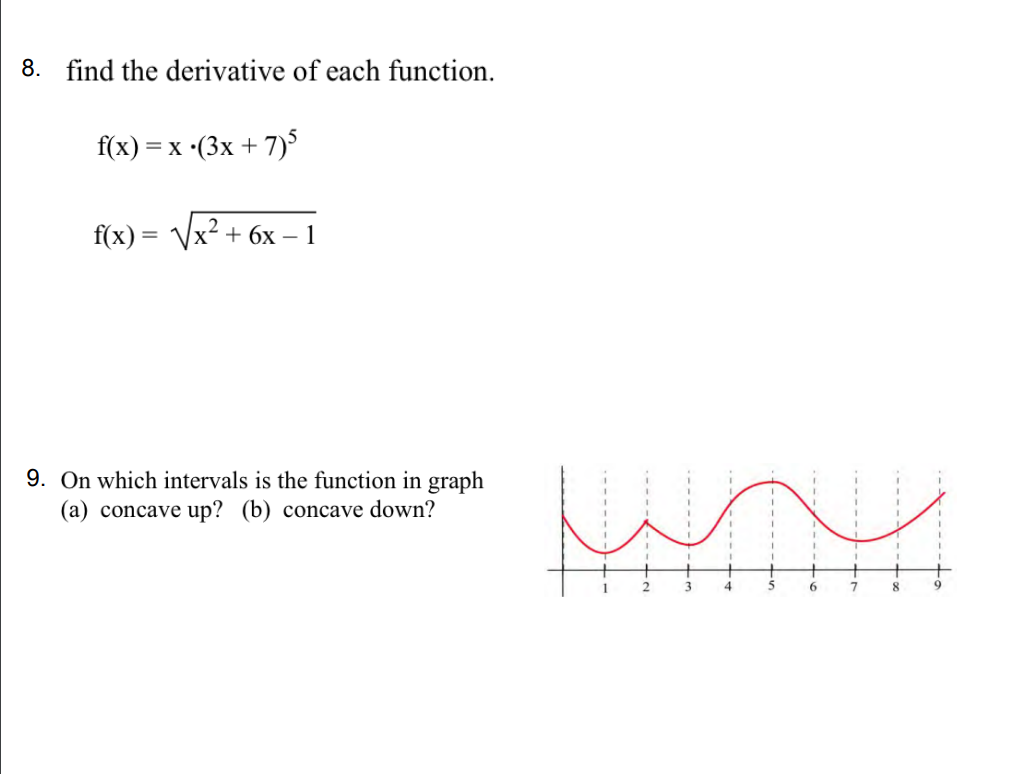 Solved 8. find the derivative of each function 3D х -(3x + | Chegg.com
