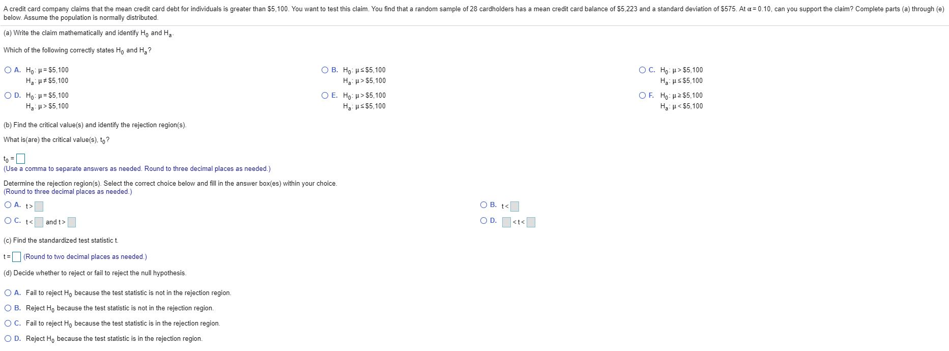 Solved (e) Interpret the decision in the context of the | Chegg.com