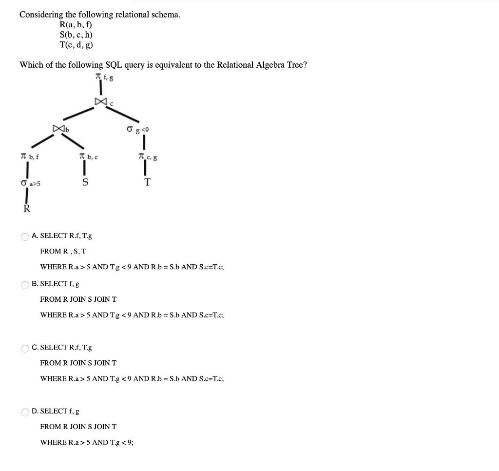 Solved Considering The Following Relational Schema R A Chegg Com