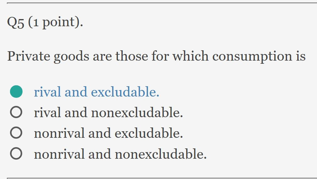 Solved Q4 (1 Point). Which Of The Following Is The BEST E
