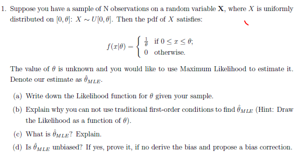 Solved 1. Suppose you have a sample of N observations on a | Chegg.com