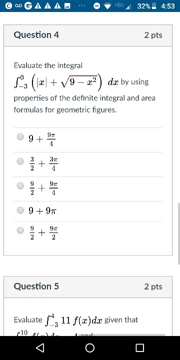 Solved Question 4 2 pts Evaluate the integral by using | Chegg.com