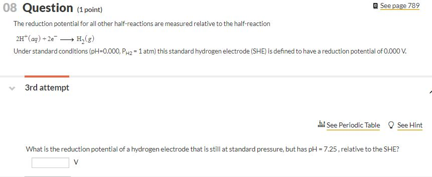 Solved 08 Question (1 point) See page 789 The reduction | Chegg.com