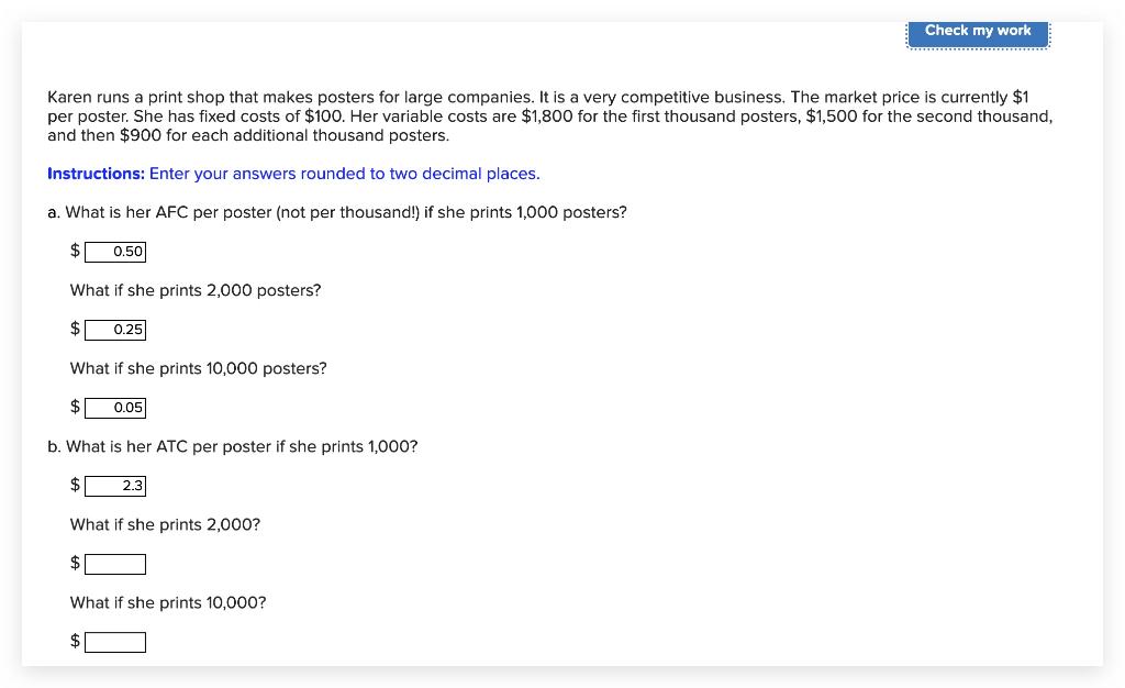 Solved Check my work Karen runs a print shop that makes