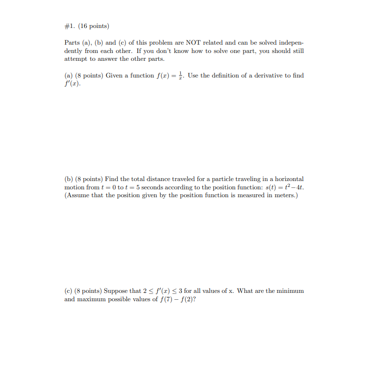 Solved #1. (16 Points) Parts (a), (b) And (c) Of This | Chegg.com