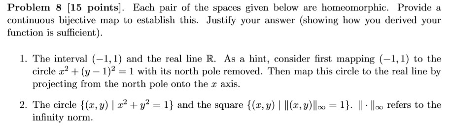 Solved Problem 8 [15 points]. Each pair of the spaces given | Chegg.com