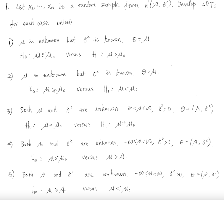 1 Let Xi Xn Be A Random Sample From Nlm 6 Chegg Com