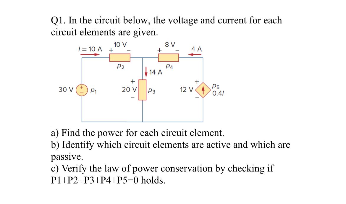 Solved Q1. In the circuit below, the voltage and current for | Chegg.com