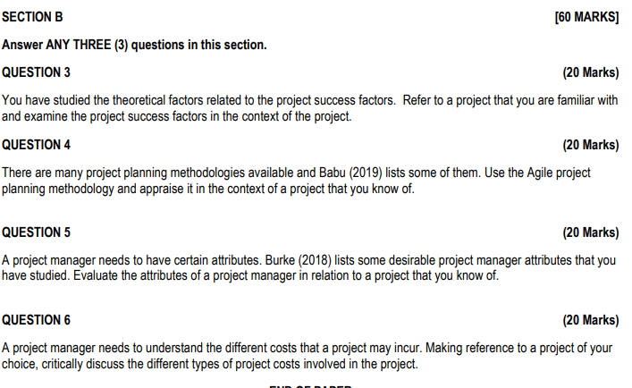 Solved SECTION B[60 ﻿MARKS]Answer ANY THREE (3) ﻿questions | Chegg.com