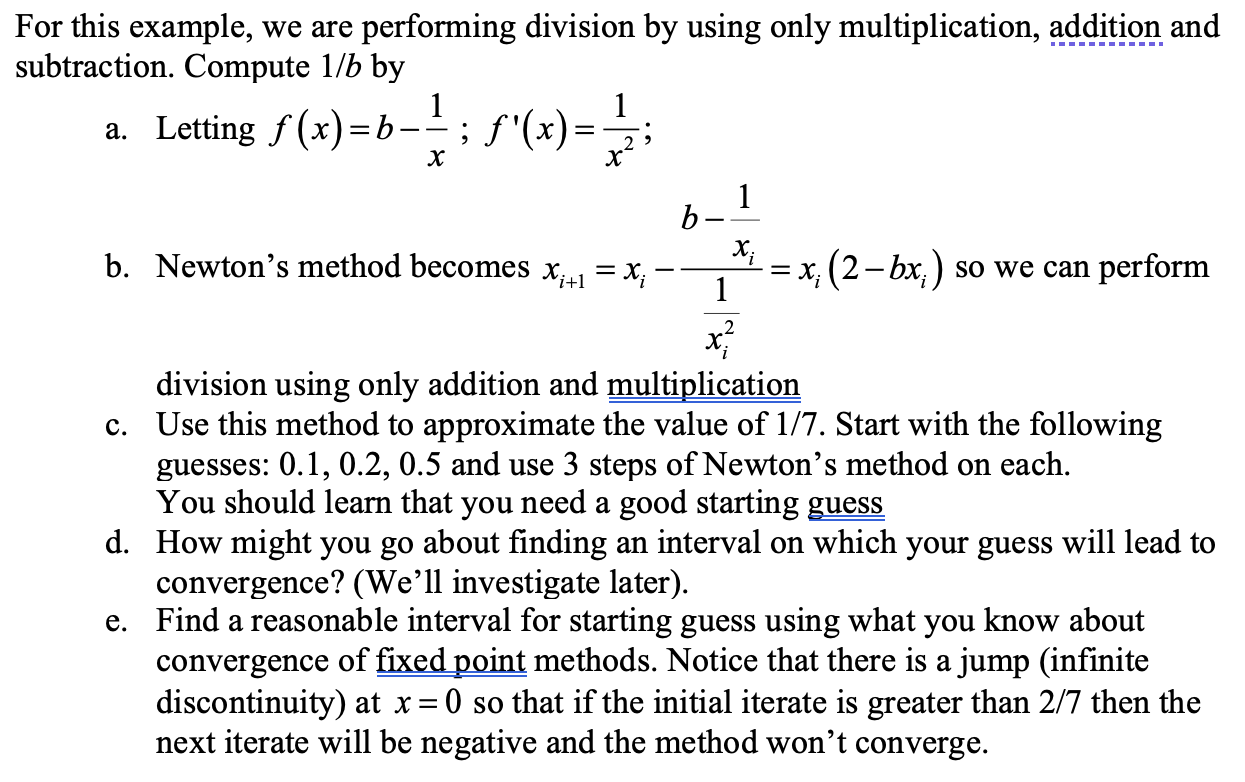 Solved For this example, we are performing division by using | Chegg.com