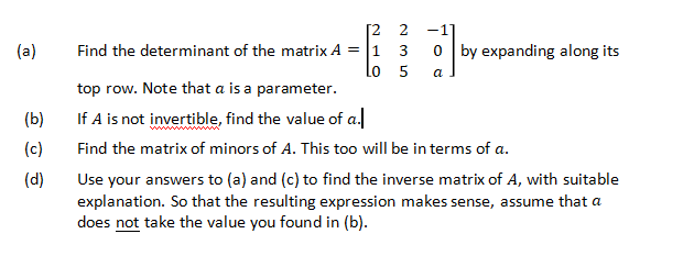 Solved 1 a a b 12 2 Find the determinant of the matrix