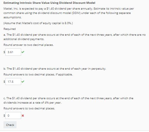 Solved Estimating Intrinsic Share Value Using Dividend Chegg