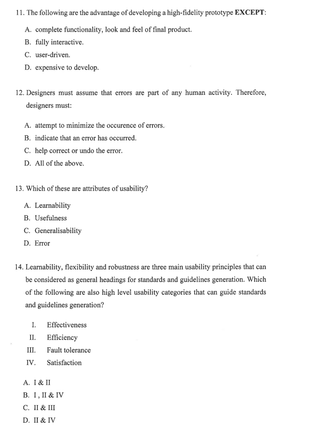 Solved Human Computer Interaction *Choose The Right Answer | Chegg.com