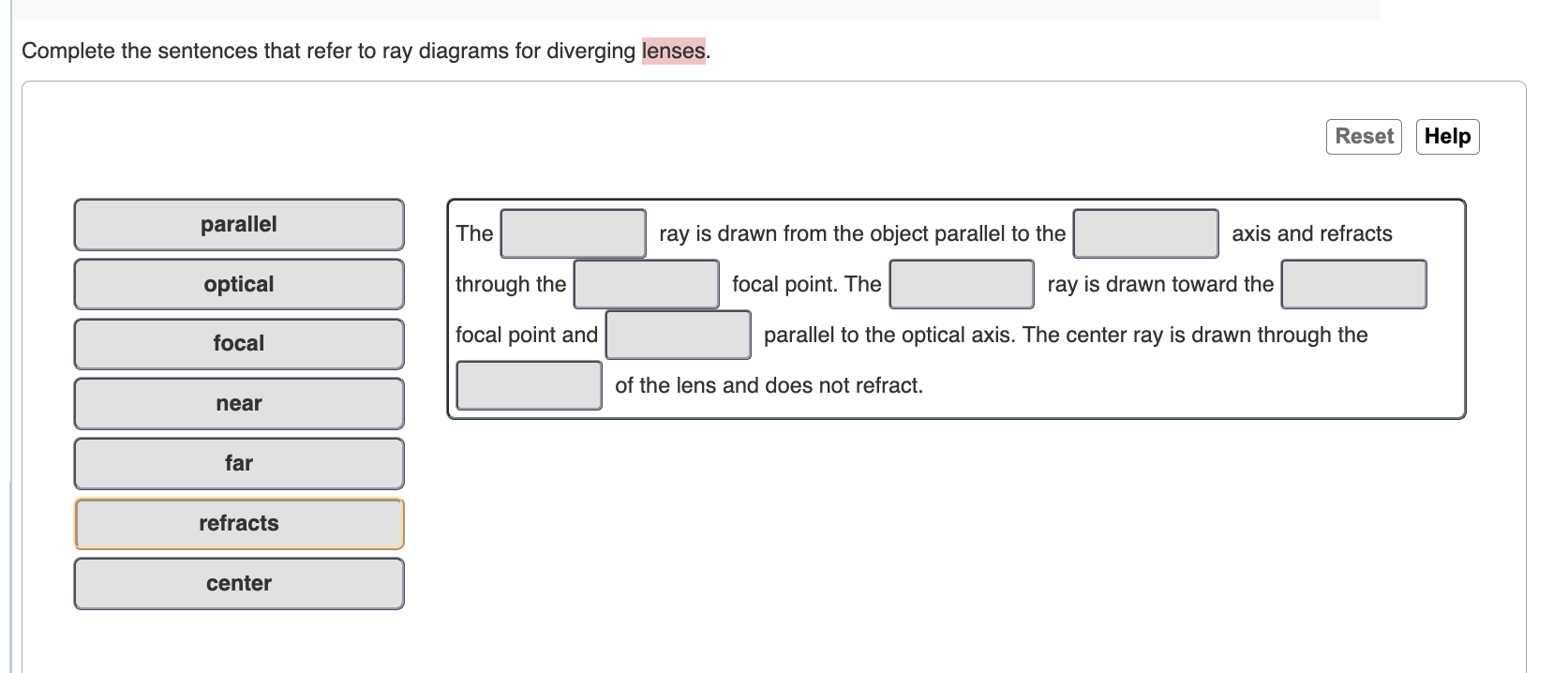 Solved Complete the sentences that refer to ray diagrams for | Chegg.com