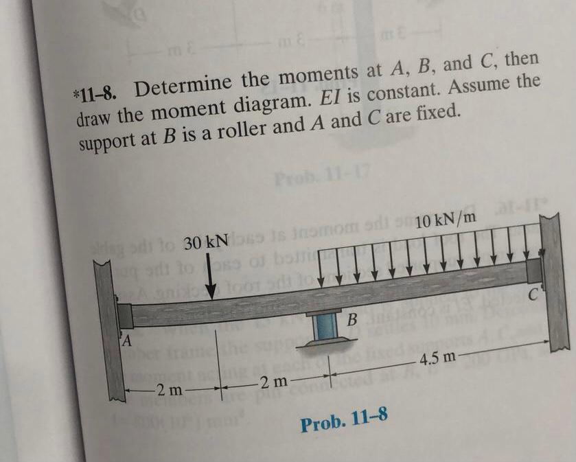 Solved *11-8. Determine The Moments At A, B, And C, Then | Chegg.com